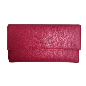 Authentic GUCCI swing fuschia pebbled leather swing continental long wallet